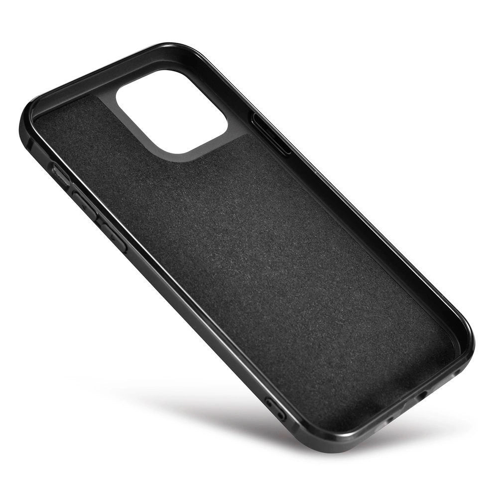 iCarer Leather Oil Wax case til iPhone 12 Pro Max sort (ALI1206-BK)
