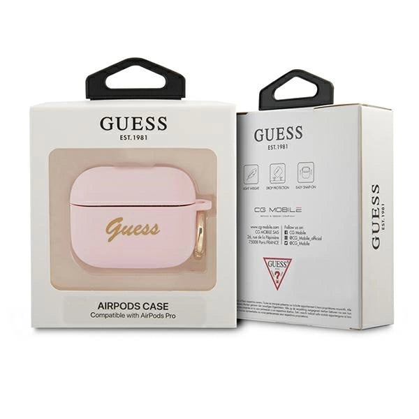 Guess GUAPSSSI AirPods Pro cover lyserød/rosa Silicone Vintage Script