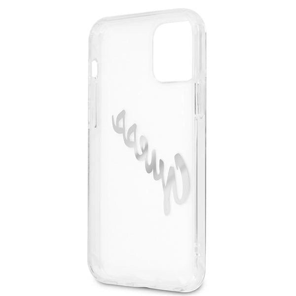 Guess GUHCP12LKTRSVSI iPhone 12 Pro Max 6.7" Gennemsigtig hardcase Vintage Script Silver
