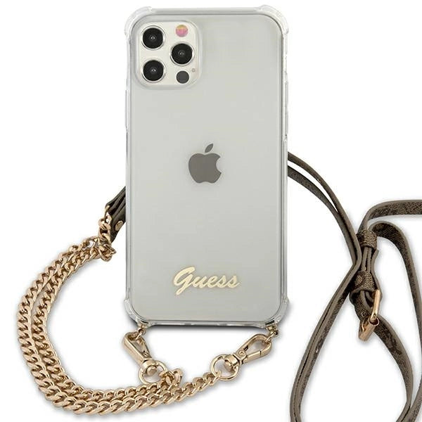 Guess GUHCP12MKC4GSGO iPhone 12/12 Pro 6.1" Gennemsigtig hard case 4G Gold Chain