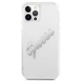 Guess GUHCP12MKTRSVSI iPhone 12/12 Pro 6.1" Gennemsigtig hardcase Vintage Script Silver