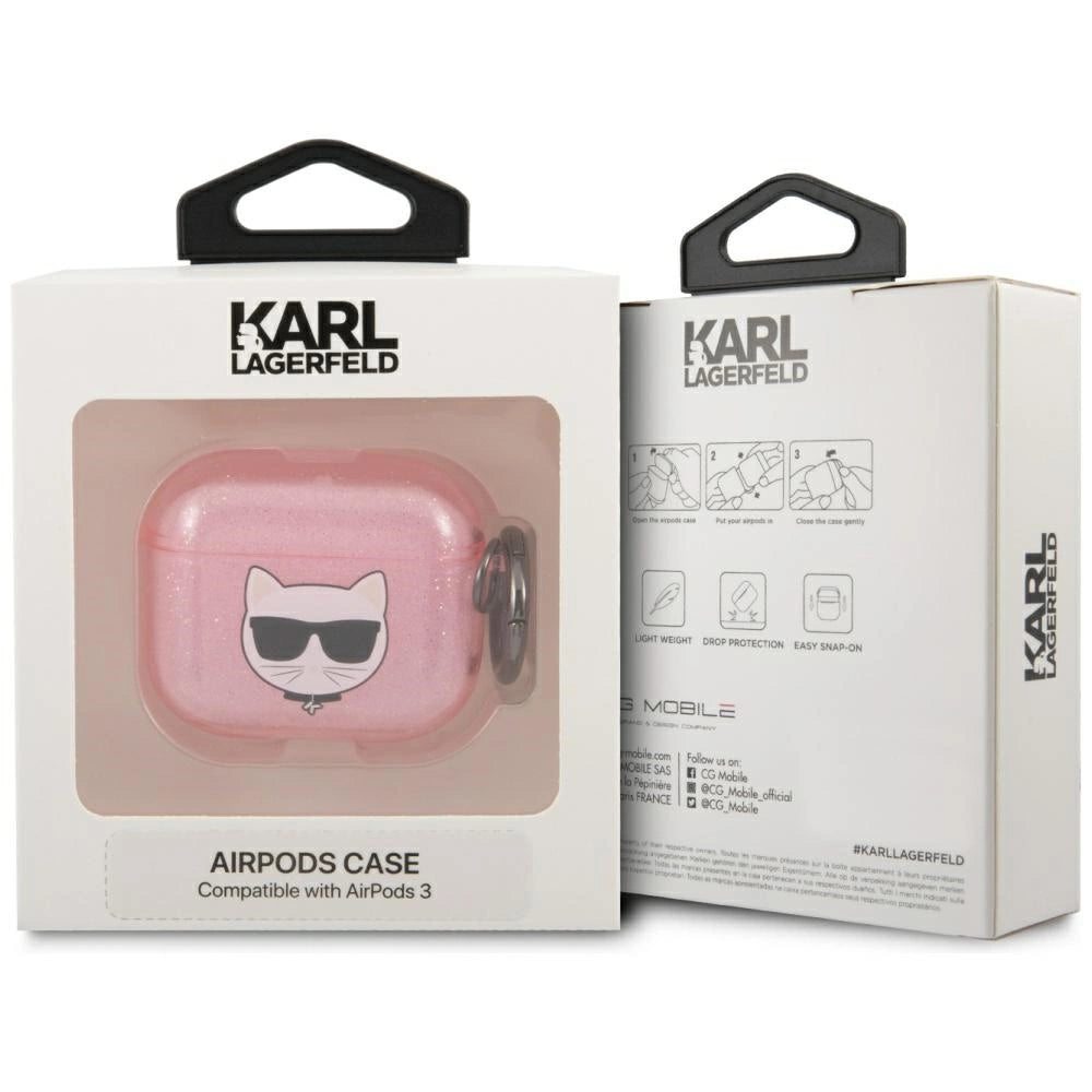 Karl Lagerfeld KLA3UCHGP AirPods 3 cover Rosé/pink Glitter Choupette