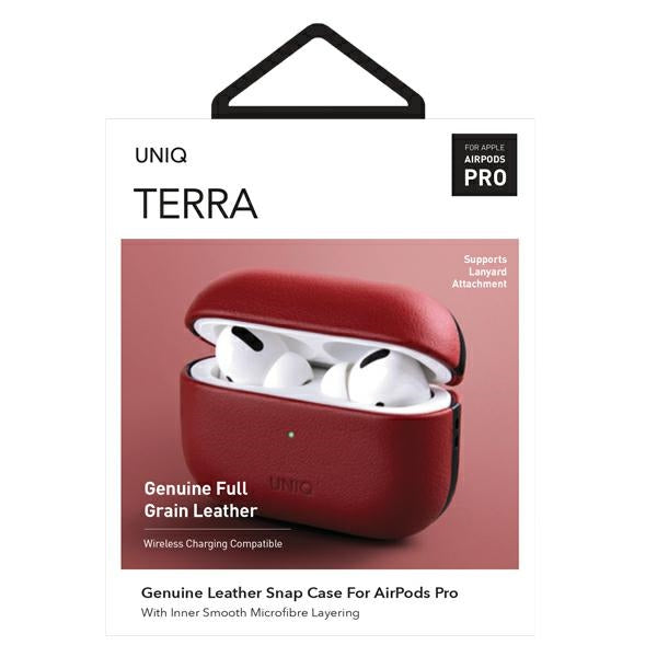 Uniq Terra Ægte læderfoder til AirPods Pro - rød
