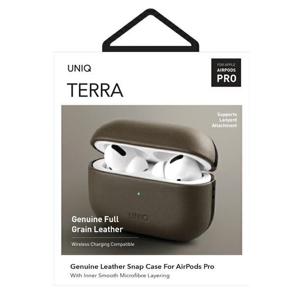 Uniq Terra Ægte læderfoder til AirPods Pro - oliven