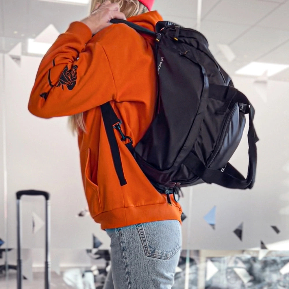 Wozinsky Travel Sports Bag Bag Bag Bag Hand Luggage Bag 40x20x25 cm for Airplane Black (WSB-B01)
