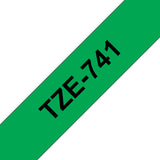 Brother TZE-741 etiketbånd Sort på grøn TZ