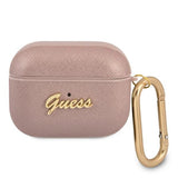 Guess GUAPSASMP AirPods Pro cover lyserød/rosa Saffiano Script Metal Collection