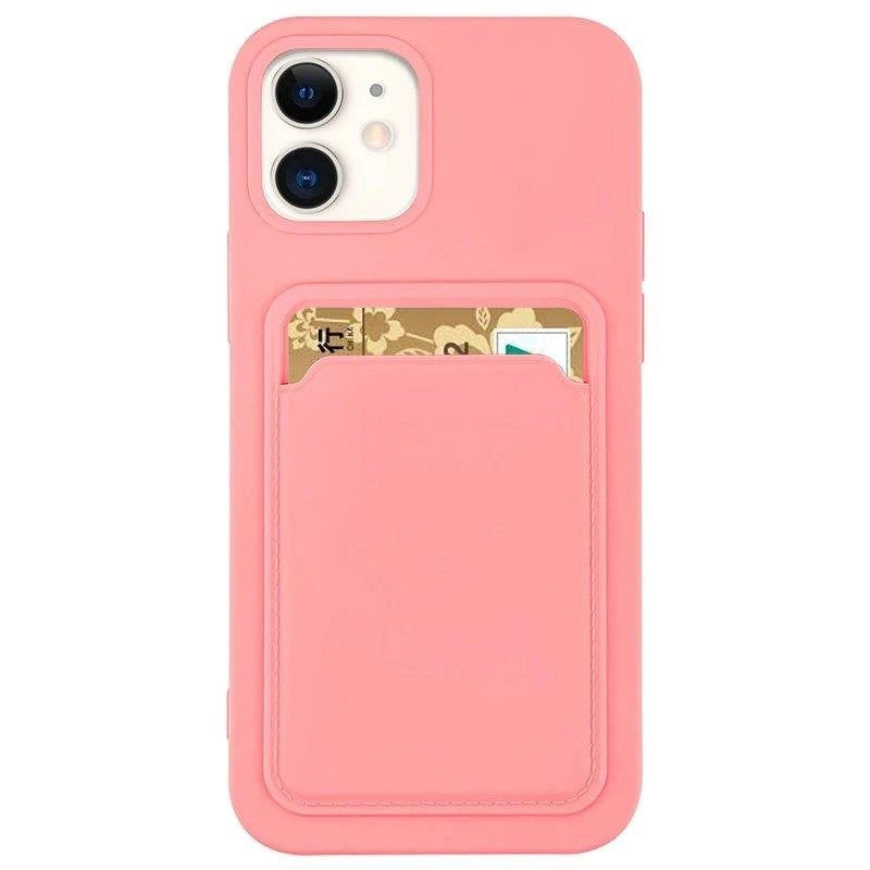 Card Case Silicone Wallet Wallet med kort slot Dokumenter til Samsung Galaxy A42 5G pink