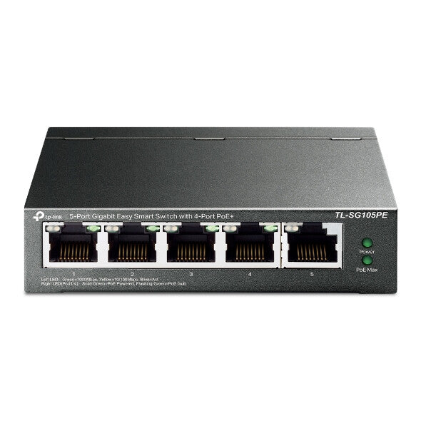TP-Link TL-SG105PE netværksswitch Administreret L2 Gigabit Ethernet (10/100/1000) Strøm over Ethernet (PoE) Sort