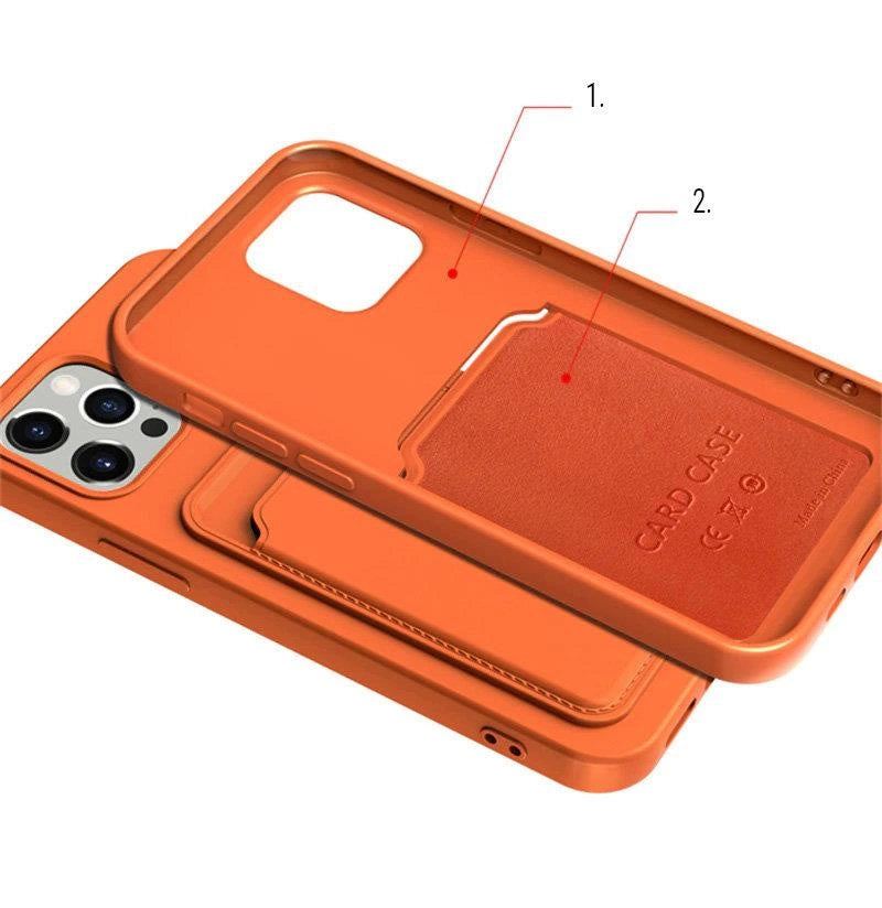 Card Case Silicone Wallet Case med kort slot Dokumenter til Samsung Galaxy S21 Ultra 5G Burgundy