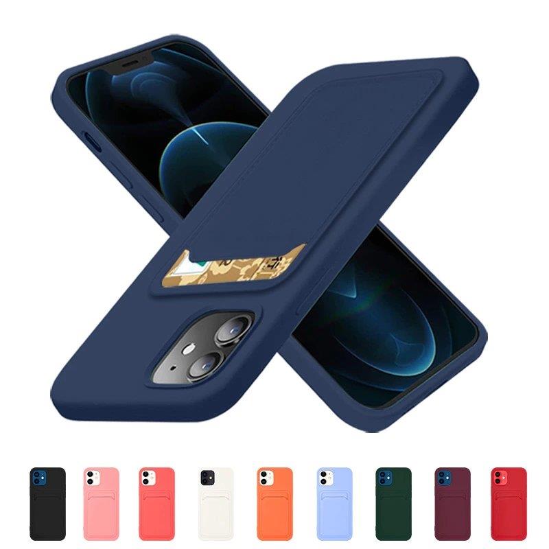 Card Case Silicone Wallet Case With Card Slot Documents For Xiaomi Redmi Note 10 5G / Poco M3 Pro Red