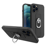 Ringkasse Silikonkasse med fingerring og stativ til Samsung Galaxy S21+ 5G (S21 Plus 5G) sort