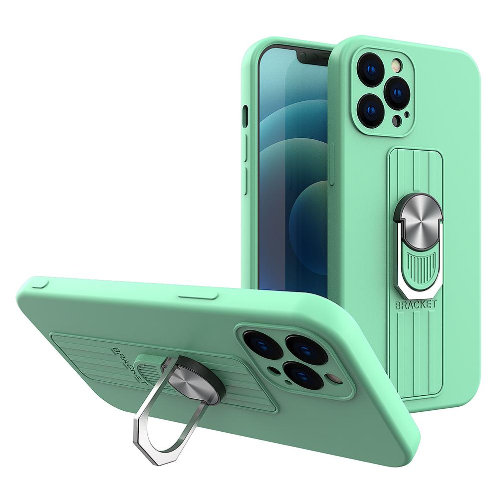 Ring Case silikoneæske med finger greb og stativ til Samsung Galaxy S21 Ultra 5G mint