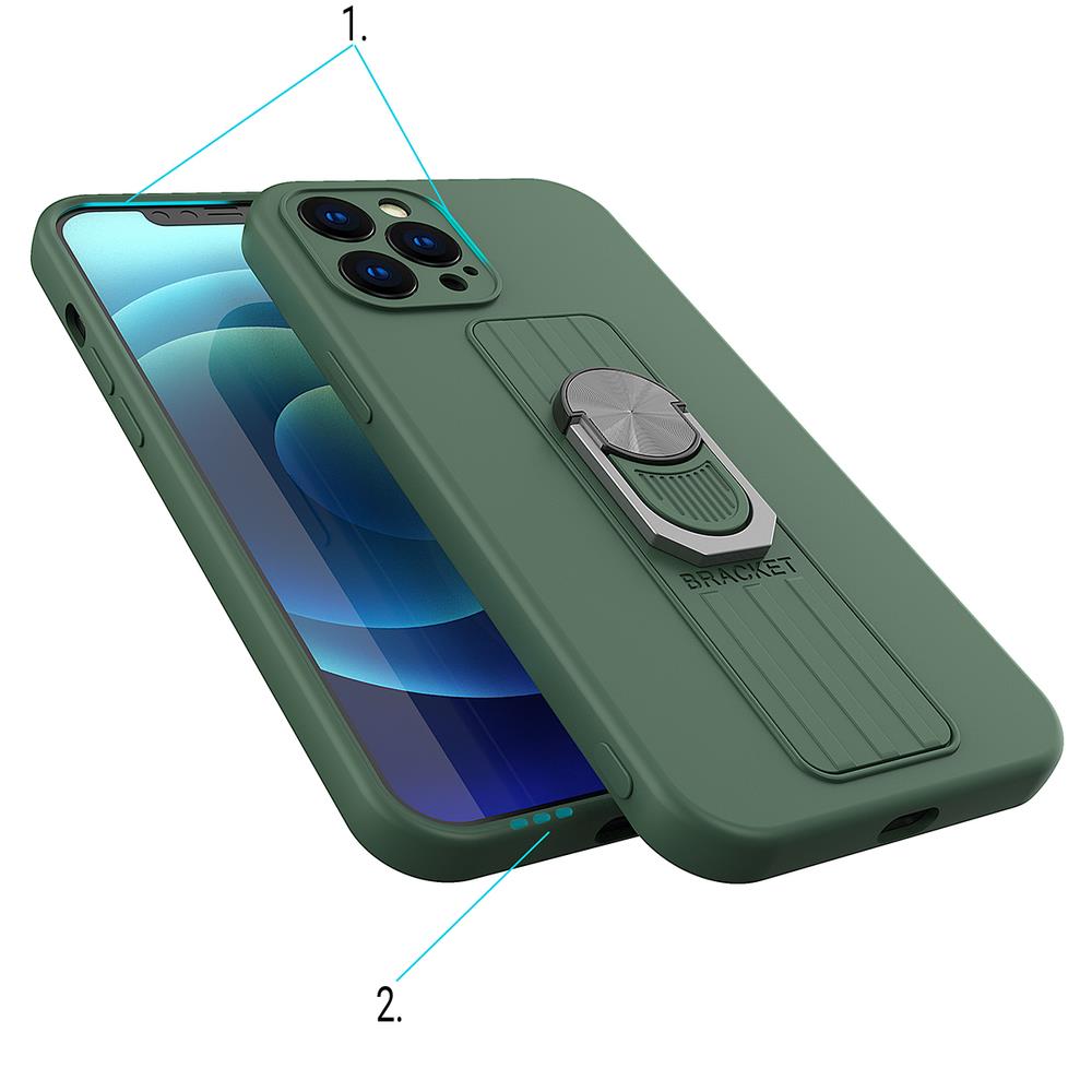 Ringkasse silikonkasse med fingergreb og stativ til Xiaomi Redmi 10X 4G / Xiaomi Redmi Note 9 brun