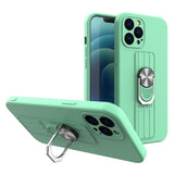 Ring Case silikonhylster med finger greb og stativ til Samsung Galaxy A22 4G mint