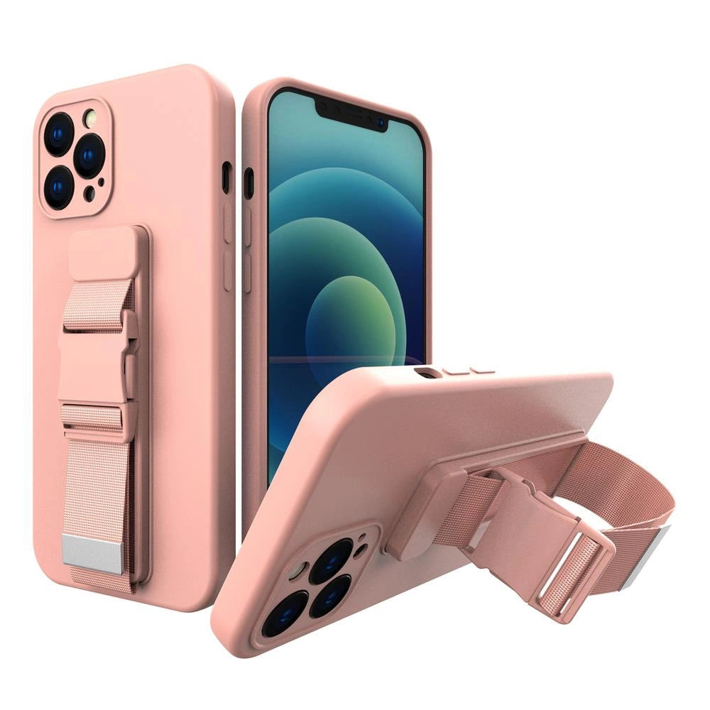 Rope case gel case med en kæde lanyard taske lanyard iPhone XR pink