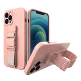 Rope case Gel case med en kæde lanyard taske iPhone 11 Pro Max lyserød lanyard