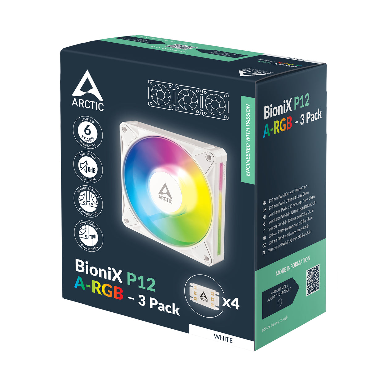 ARCTIC BioniX P12 A-RGB Computerkabinet Ventilator 12 cm Hvid 3 stk