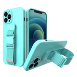 Rope case gel case med en kæde lanyard taske lanyard iPhone 12 lysblå