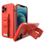 Rope case gel case med en kæde lanyard taske lanyard iPhone 12 Pro rød