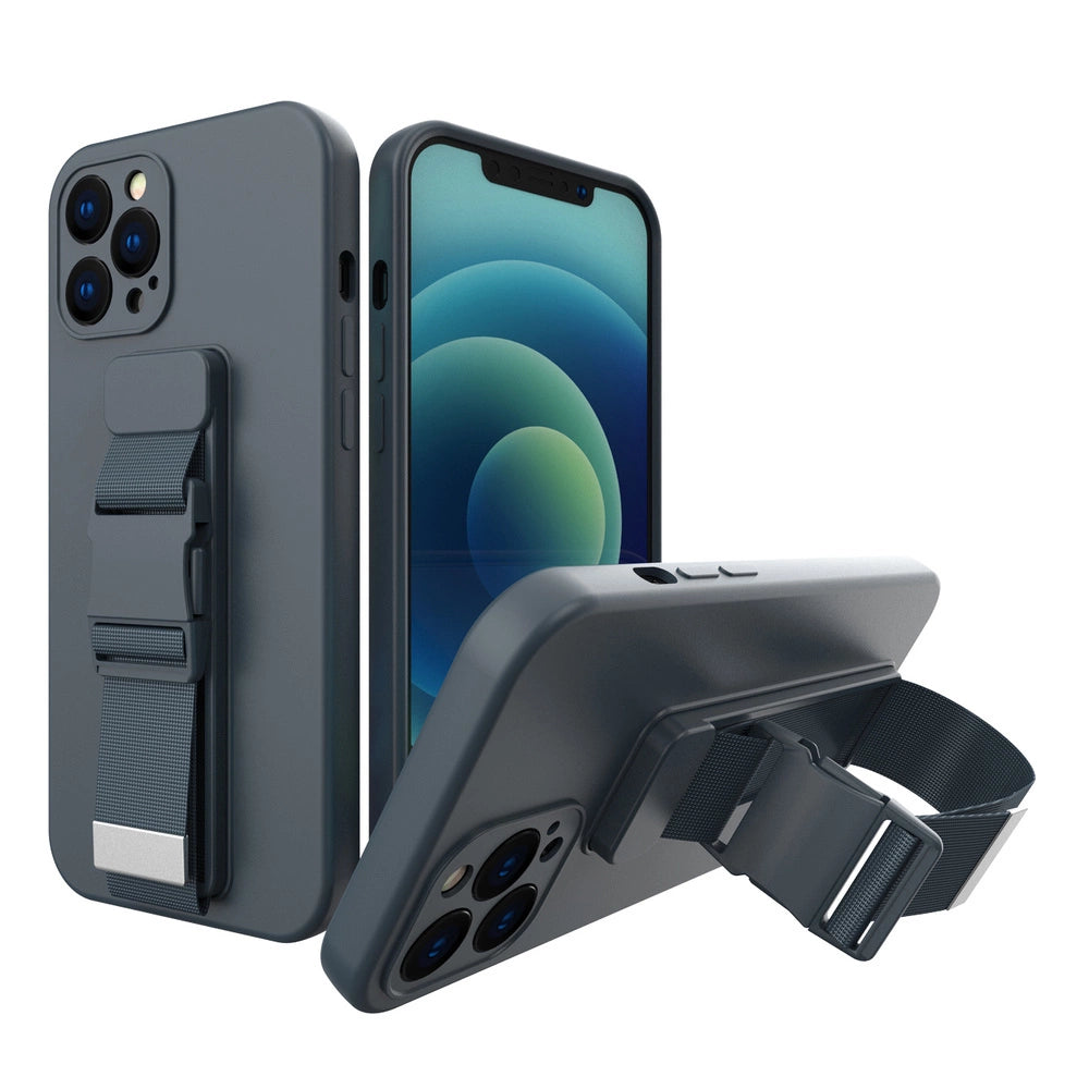 Rope case gel case med en kæde lanyard taske lanyard iPhone 12 Pro Max marineblå