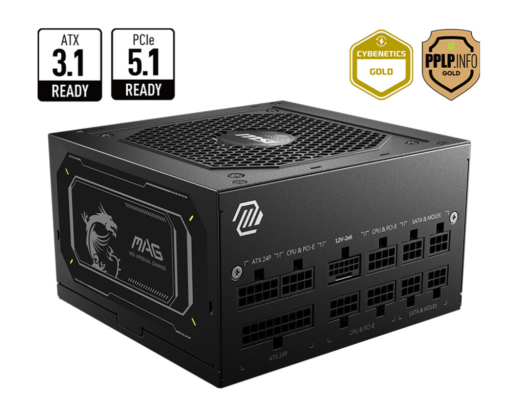 MSI MAG A850GL PCIE5 II enhed til strømforsyning 850 W 20+4 pin ATX ATX Sort