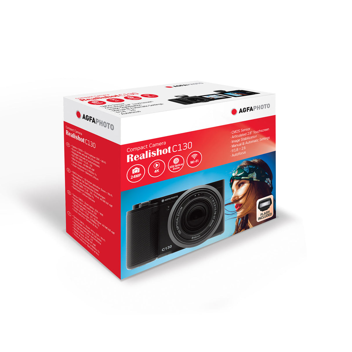 Agfaphoto Digital Camera Realishot C130 Cmos 10x 24 Mp Black