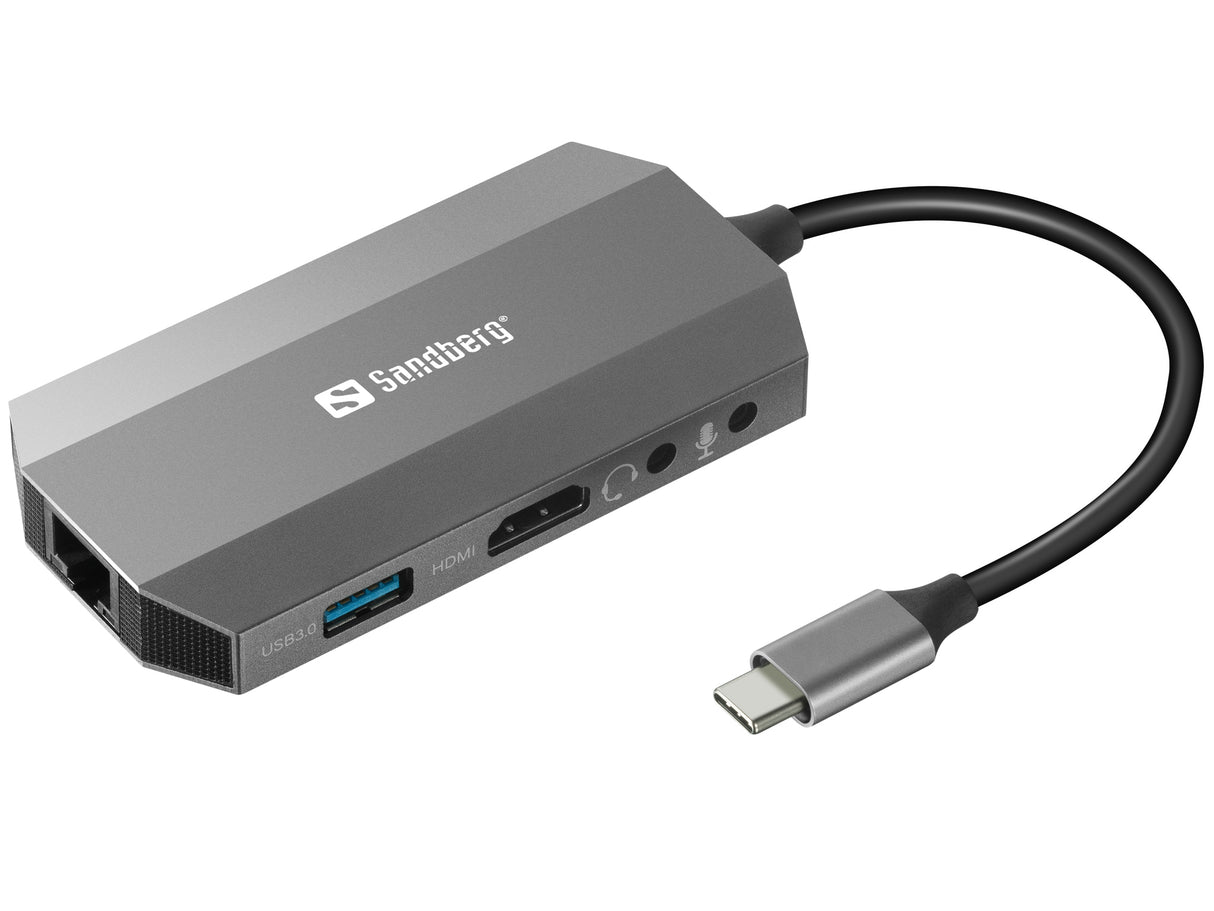 USB-C 6-in1 Travel Dock, Alu