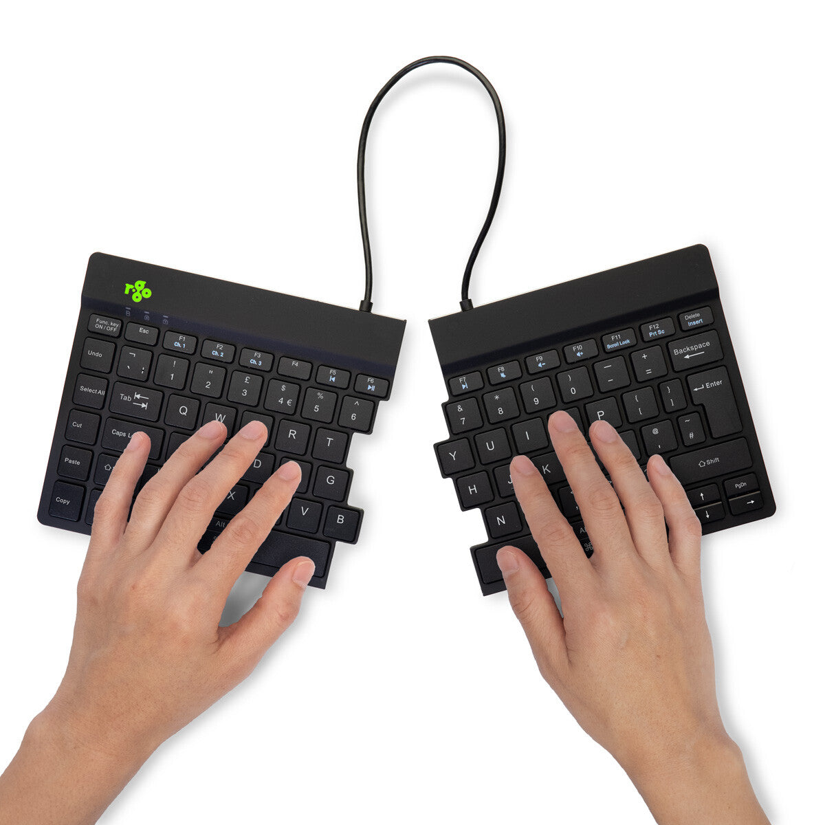 R-Go Tools Ergonomisch toetsenbord R-Go Split Break met pauzesoftware, gesplitst toetsenbord, QWERTY (UK), Bluetooth, zwart