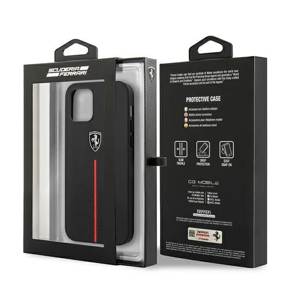 Ferrari FEOMSHCP12LBK iPhone 12 Pro Max sort/sort hardcase Off Track læder nylon stribe