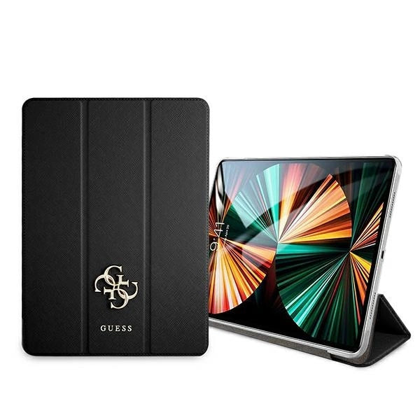 Guess Saffiano Collection-kasse til iPad 12.9" 2021 Bogomslag - sort