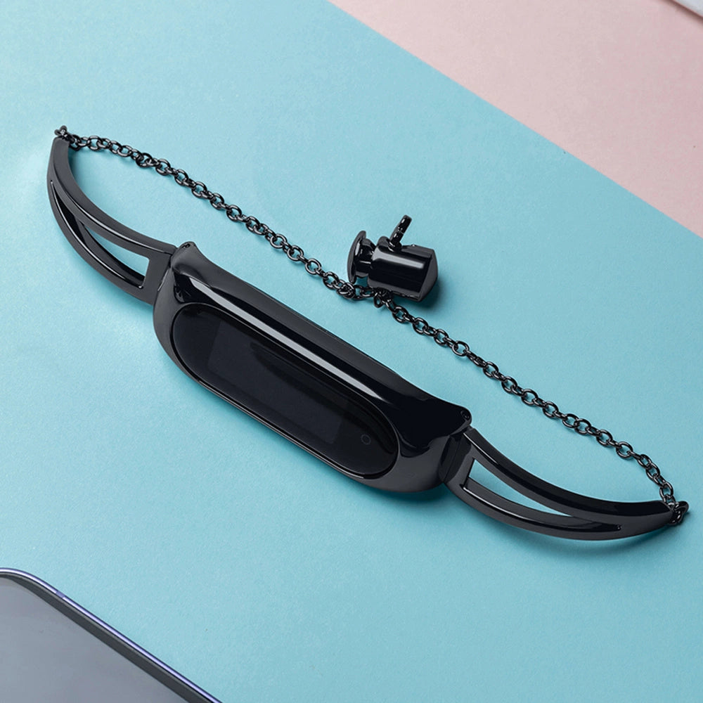 Metal armbånd til Xiaomi Mi Band 3 / 4 / 5 / 6 band rem - sort