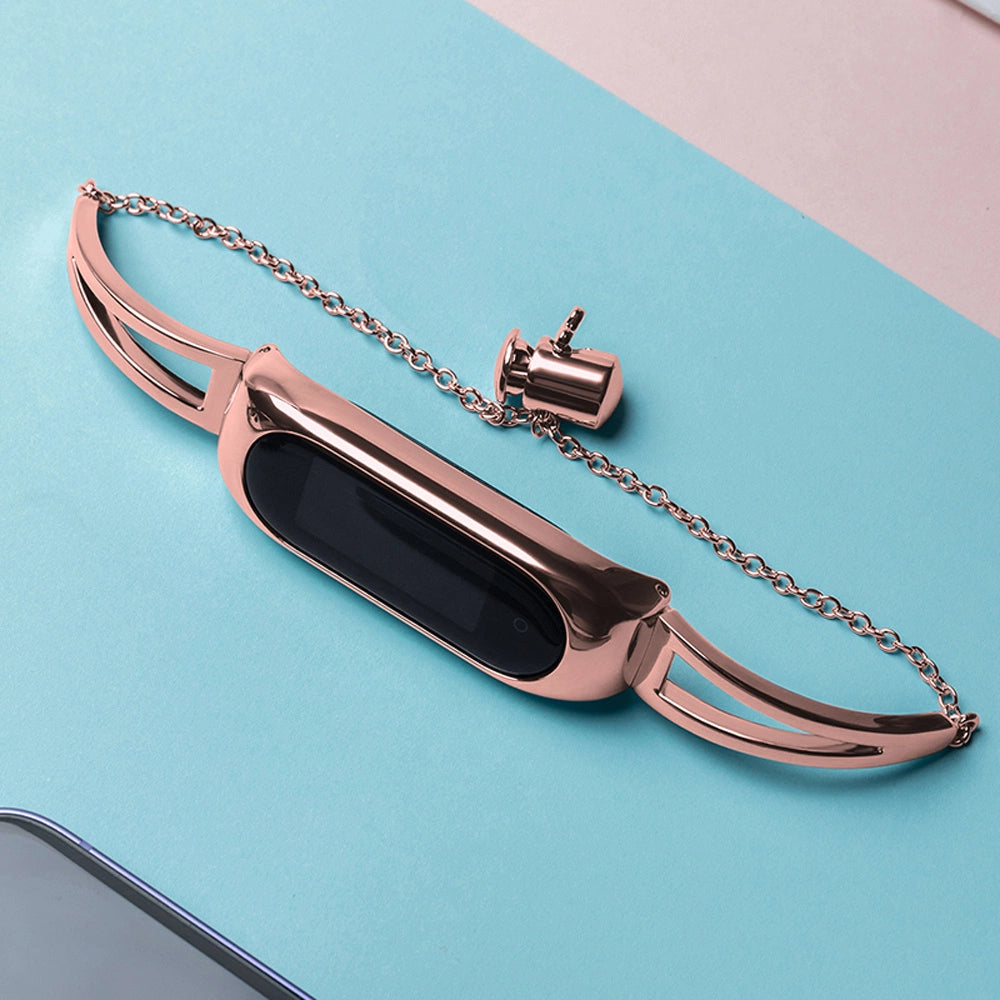 Metal armbånd til Xiaomi Mi Band 3 / 4 / 5 / 6 band rem - pink