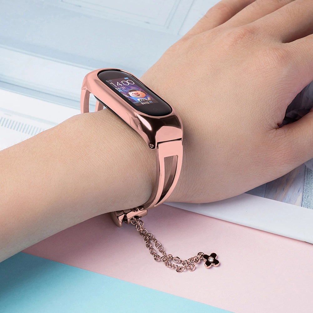 Metal armbånd til Xiaomi Mi Band 3 / 4 / 5 / 6 band rem - pink
