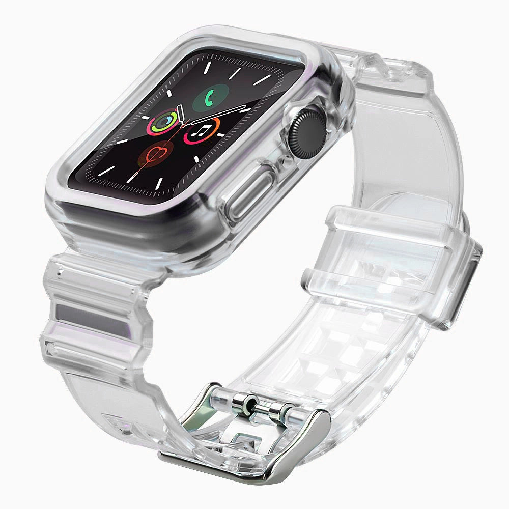 Silicone Band Strap Armbånd Case Strap Light Set til Apple Watch 44mm - sort