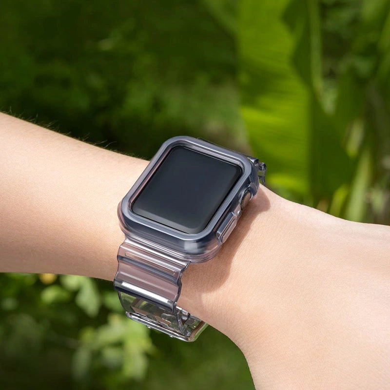 Silicone Band Strap Armbånd Case Strap Light Set til Apple Watch 44mm - sort