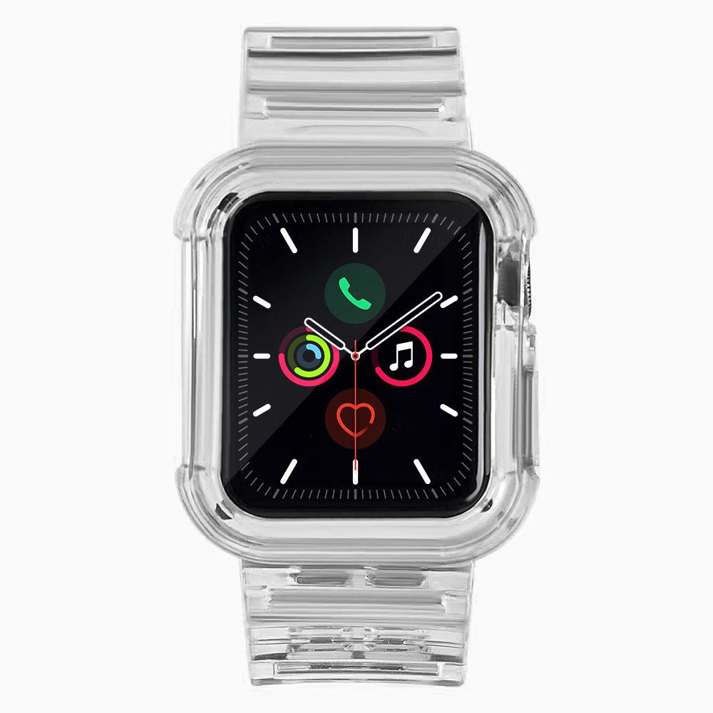 Silicone Band Strap Armbånd Case Strap Light Set til Apple Watch 44mm - sort