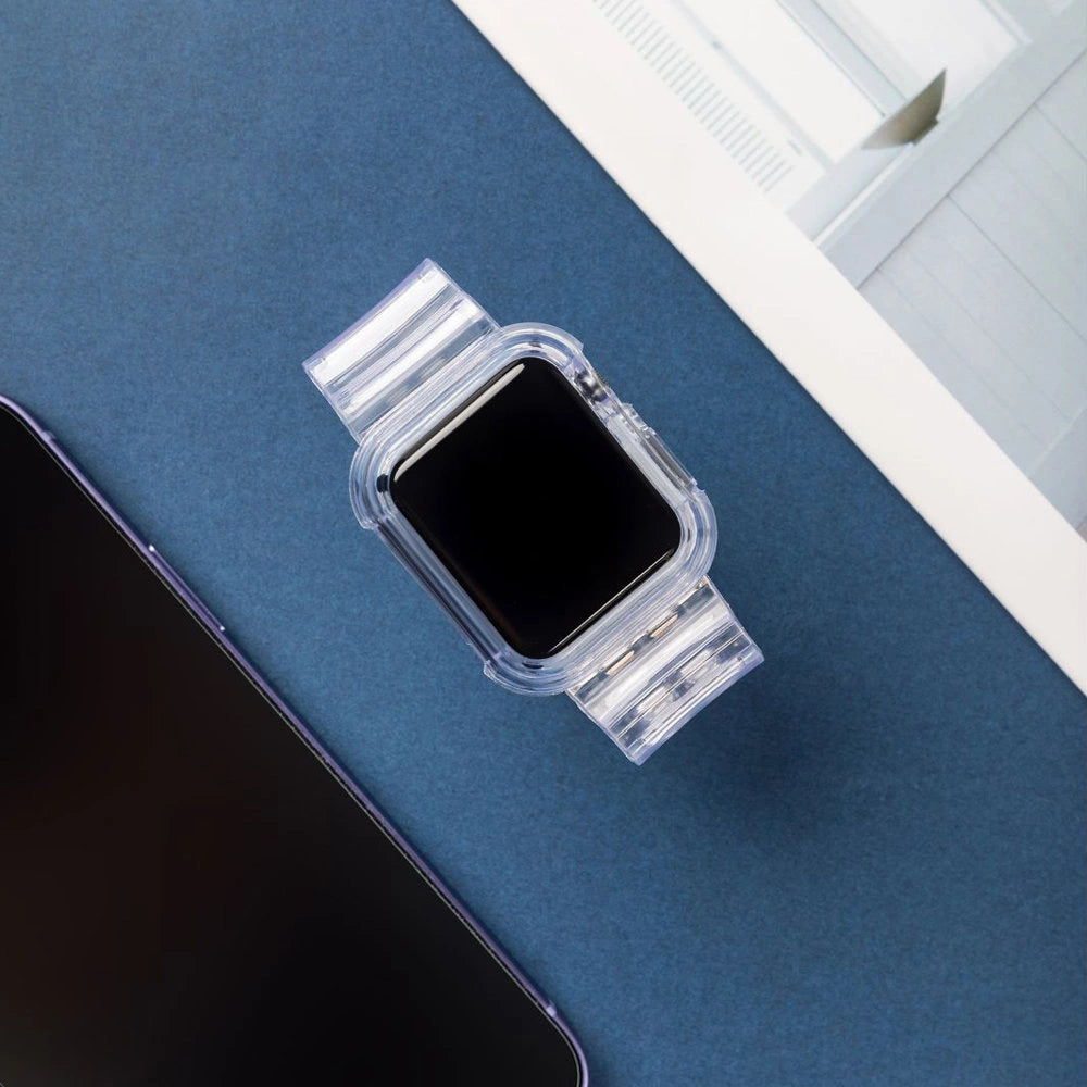 Silicone Band Strap Armbånd Case Strap Light Set til Apple Watch 44mm - sort