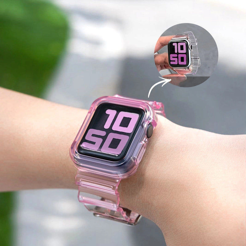 Silicone Band Strap Armbånd Case Strap Light Set til Apple Watch 44mm - sort