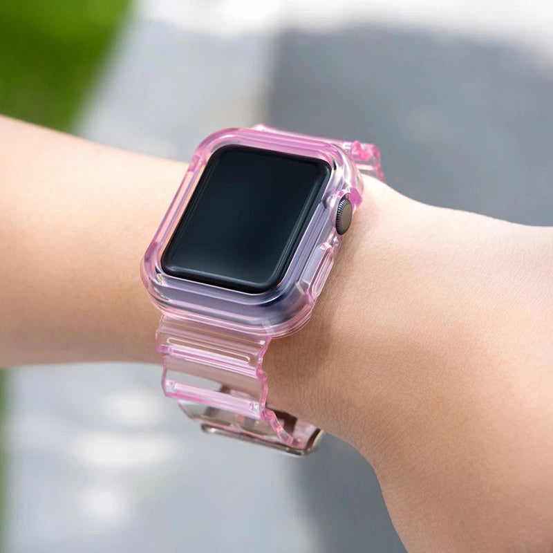 Silicone Band Strap Armbånd Case Strap Light Set til Apple Watch 44mm - Rød