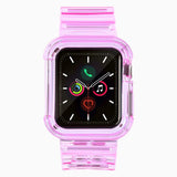 Silicone Band Strap Armbånd Case Strap Light Set til Apple Watch 44mm - Rød