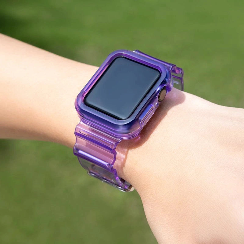 Silicone Band Strap Armbånd Case Strap Light Set til Apple Watch 44mm - Purple