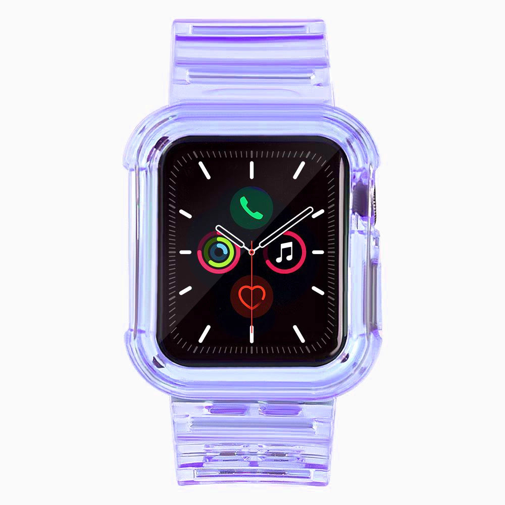 Silicone Band Strap Armbånd Case Strap Light Set til Apple Watch 44mm - Purple