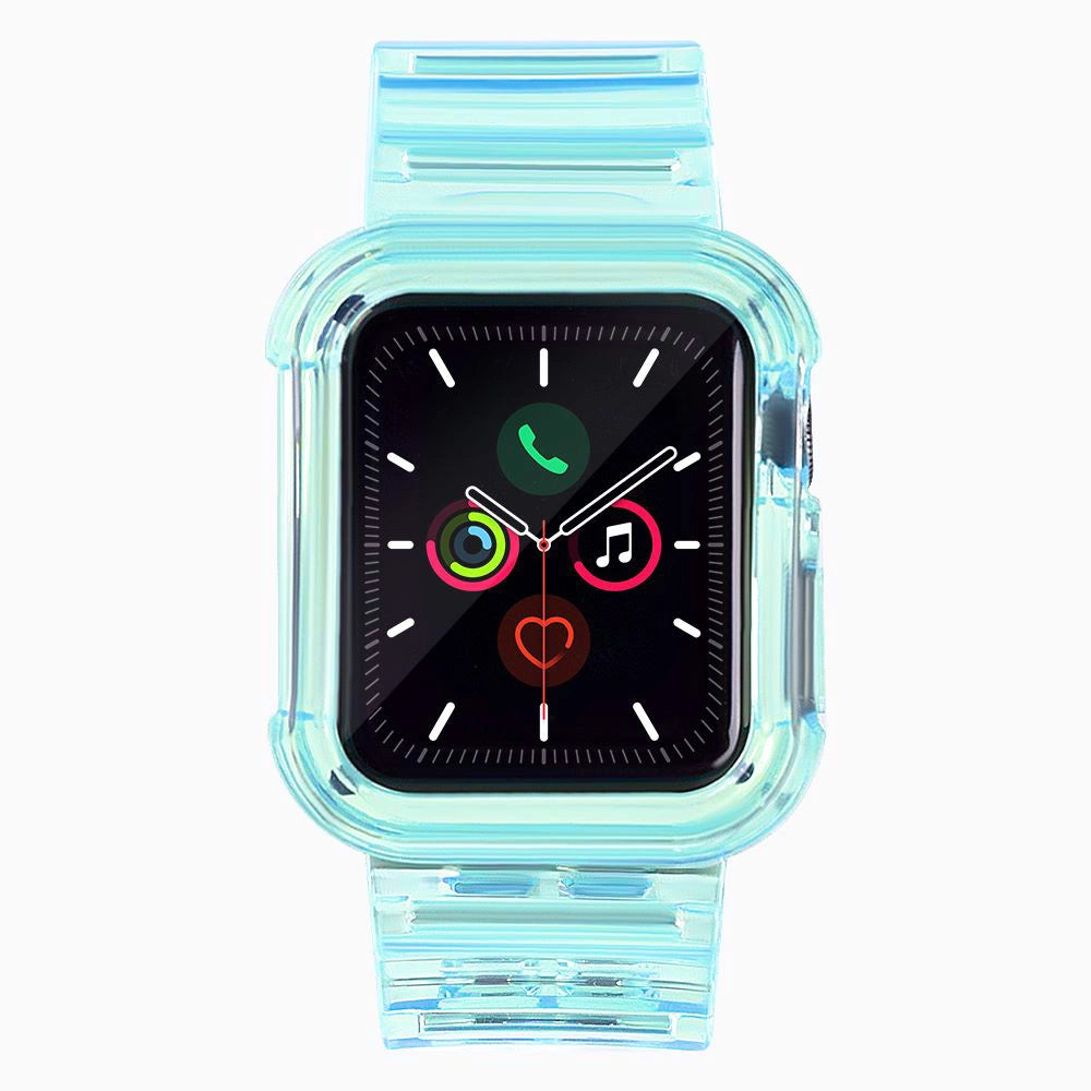 Silicone Band Strap Armbånd Case Strap Light Set til Apple Watch 40mm - Blå