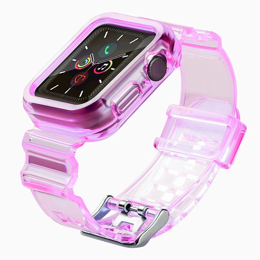 Silicone Band Strap Armbånd Case Strap Light Set til Apple Watch 40mm - Rød