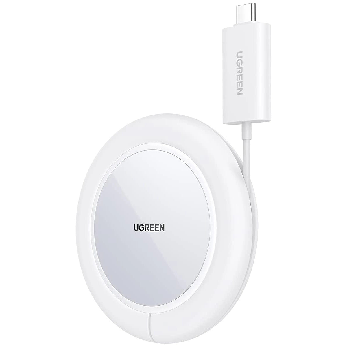 Ugreen CD245 40123 trådløs Qi / MagSafe oplader 15W med USB-C kabel - hvid
