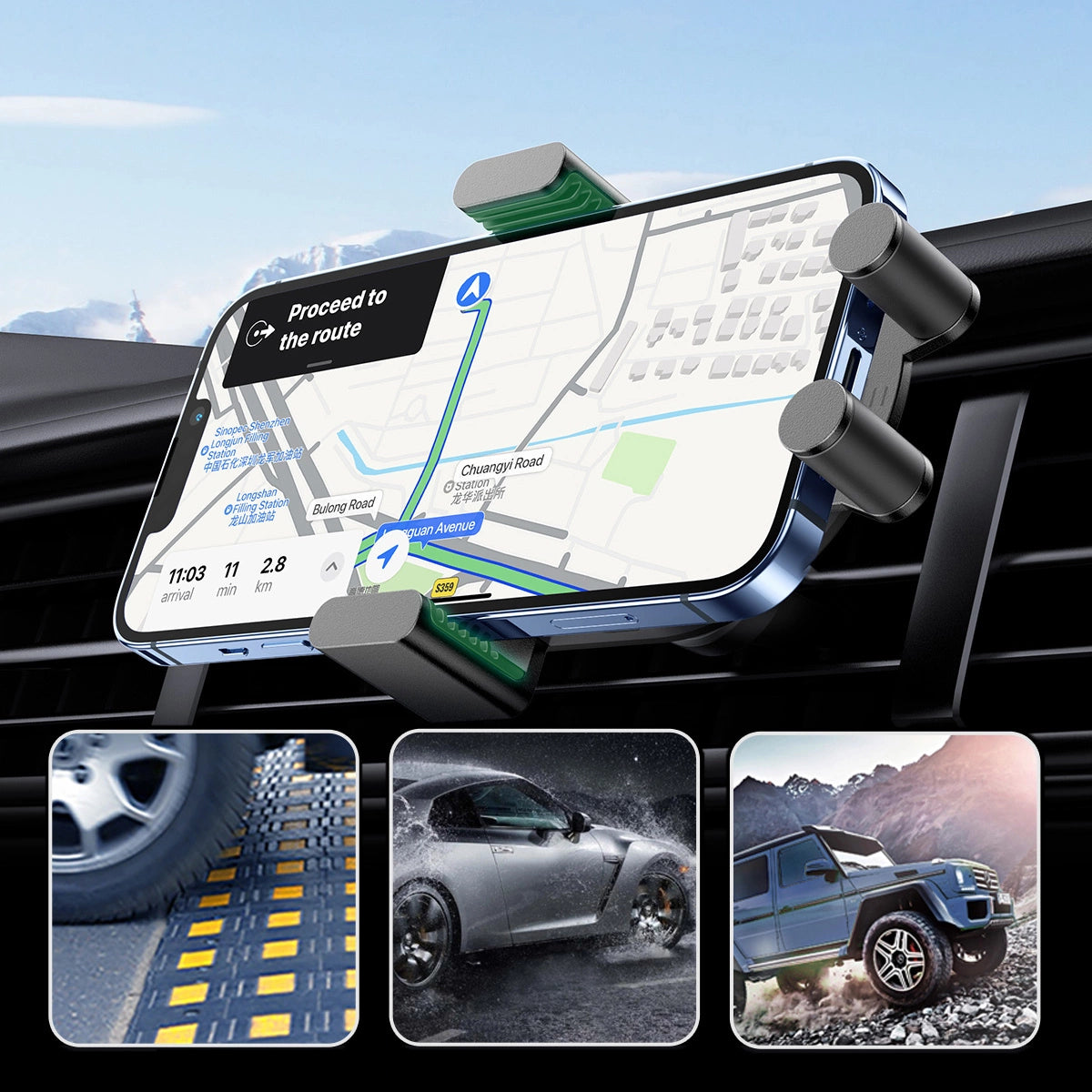 Ugreen Car Qi Wireless Charger 15W Car Phone Holder på Ventilation Grille Black (40118 CD256)