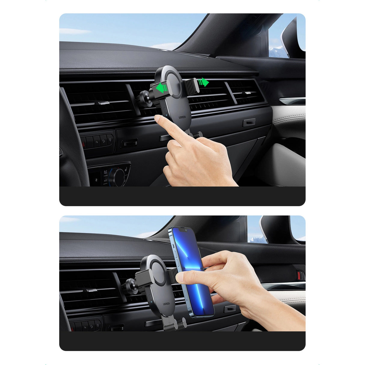 Ugreen Car Qi Wireless Charger 15W Car Phone Holder på Ventilation Grille Black (40118 CD256)