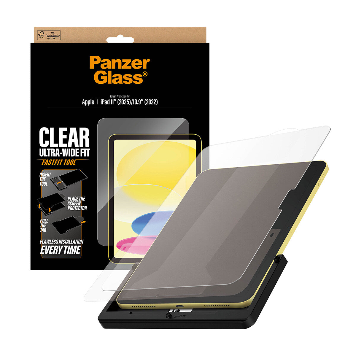 PanzerGlass ® Skærmbeskyttelse iPad 11" (2025) | 10.9" (2022) | Ultra-Wide Fit m. FASTFIT TOOL