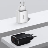 Baseus Compact fast charger 2x USB / USB Type C 30W 3A Power Delivery Quick Charge black (CCXJ-E01)